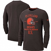 Men's Cleveland Browns Nike Brown 2019 Salute to Service Sideline Performance Long Sleeve Shirt,baseball caps,new era cap wholesale,wholesale hats